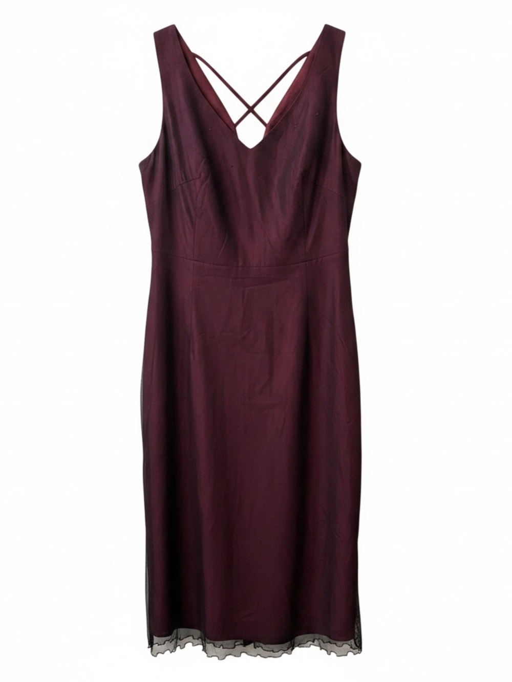 Vintage Rabbit Rabbit RabbiSleeveless V-Neck Burgundy Dressw/Crisscross Back